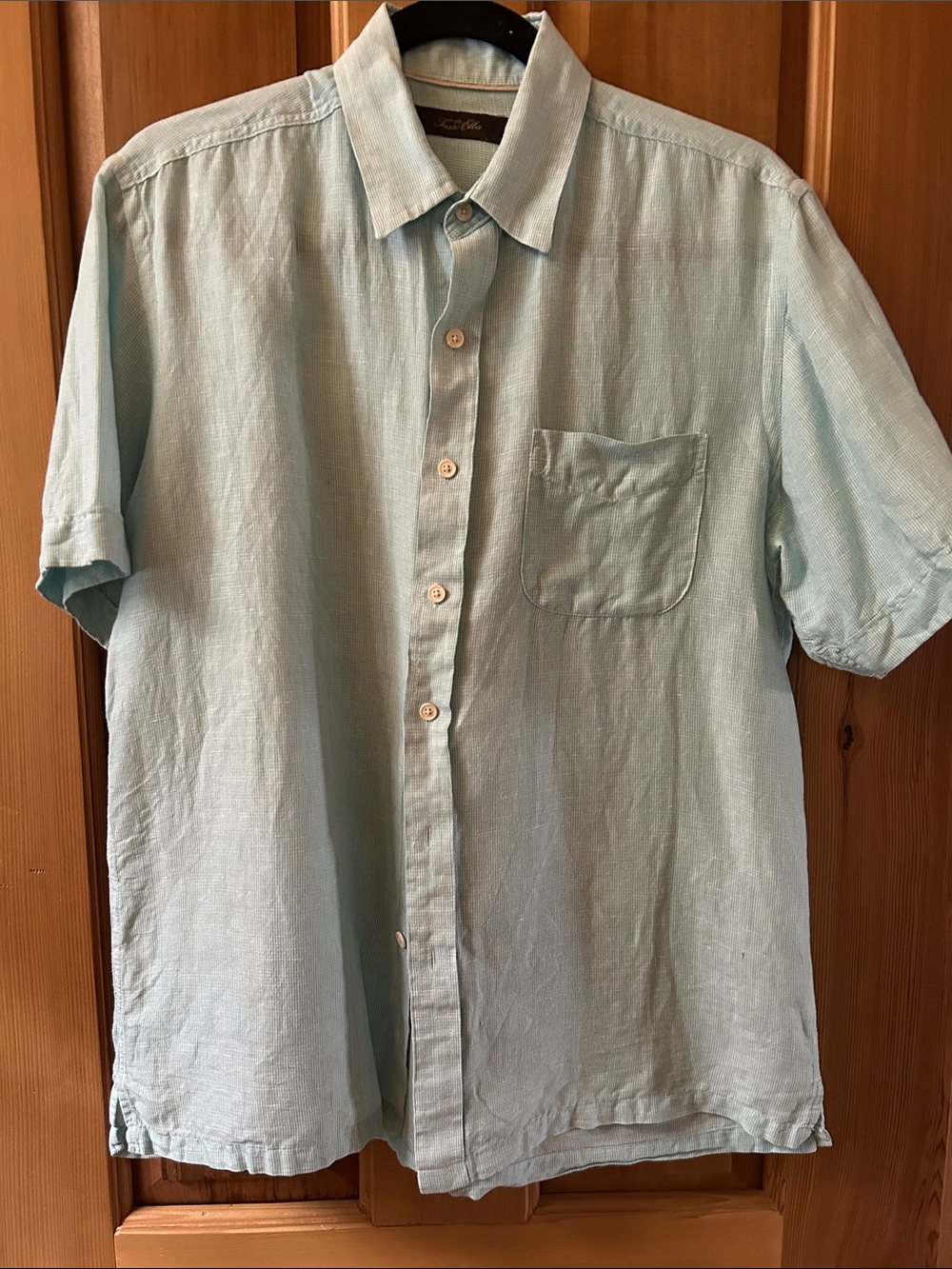 Tasso Elba Pale Blue Short-Sleeve Button-Down Shirt